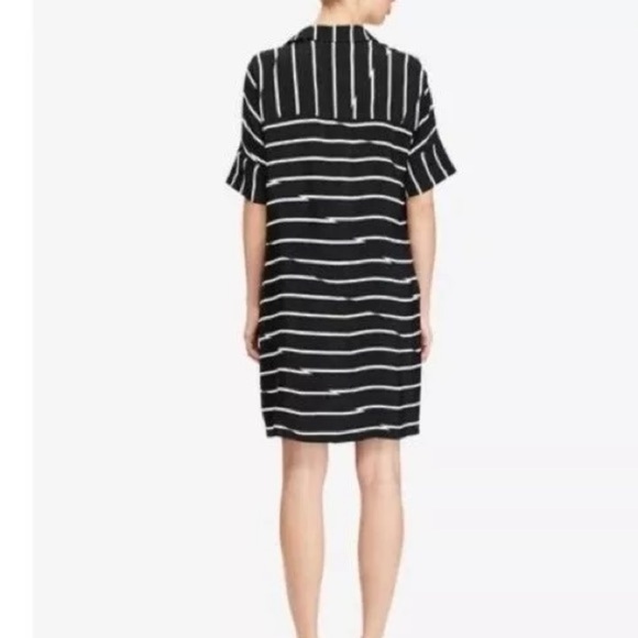 Madewell Black Break Stripe Button Front Courier Dress - Picture 2 of 8